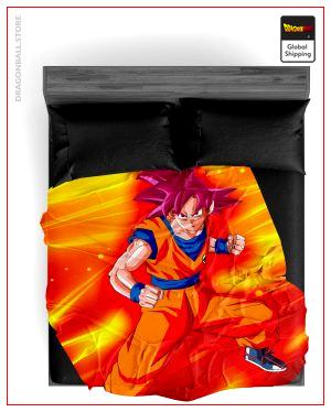 Dragon Ball Super Blanket Goku SSJ God 21 / 150X200cm Official Dragon Ball Z Merch
