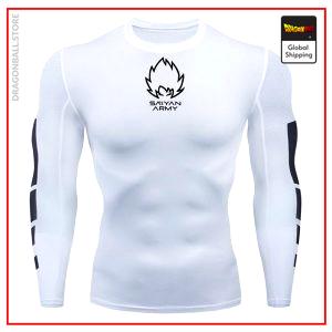 Long Compression T-shirt Saiyan Army (White) White (black patterns) / M Official Dragon Ball Z Merch