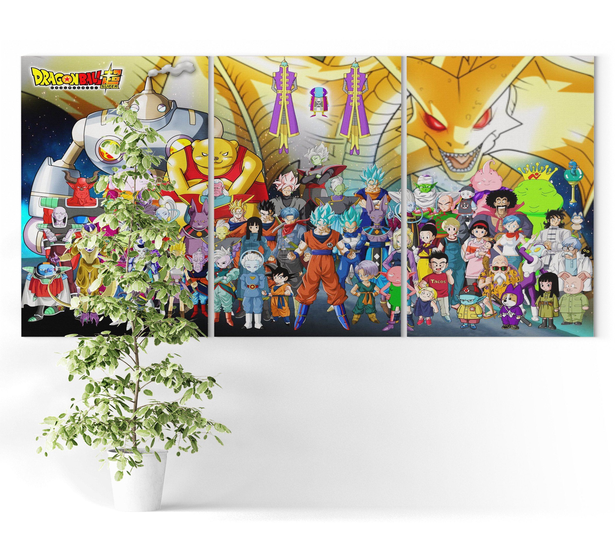 Dragon Ball Super Wall Art Canvas Characters Small - 30x45 cm (x3) / Without frame Official Dragon Ball Z Merch
