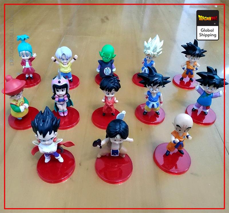 DBZ Son Goku Trunks Vegeta Bulma Upa Action Figures Kulilin Pan Piccolo Chichi Anime Figurines Kids Toys for Children 13pcs/set