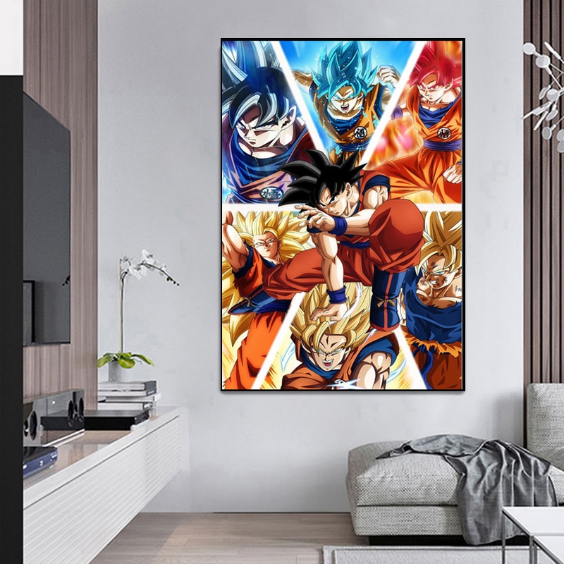 Anime Poster, Japanese Anime Wall Art Posters, Anime Wall Decor, 5 Pcs HD  Canvas Printing Posters for Living Room, Bedroom, Club Wall Art Decor, No