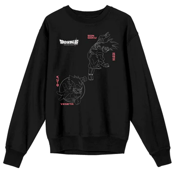 bioworld hoodies outerwear dragon ball super super hero son goku and vegeta line art crew sweatshirt - Dragon Ball Store