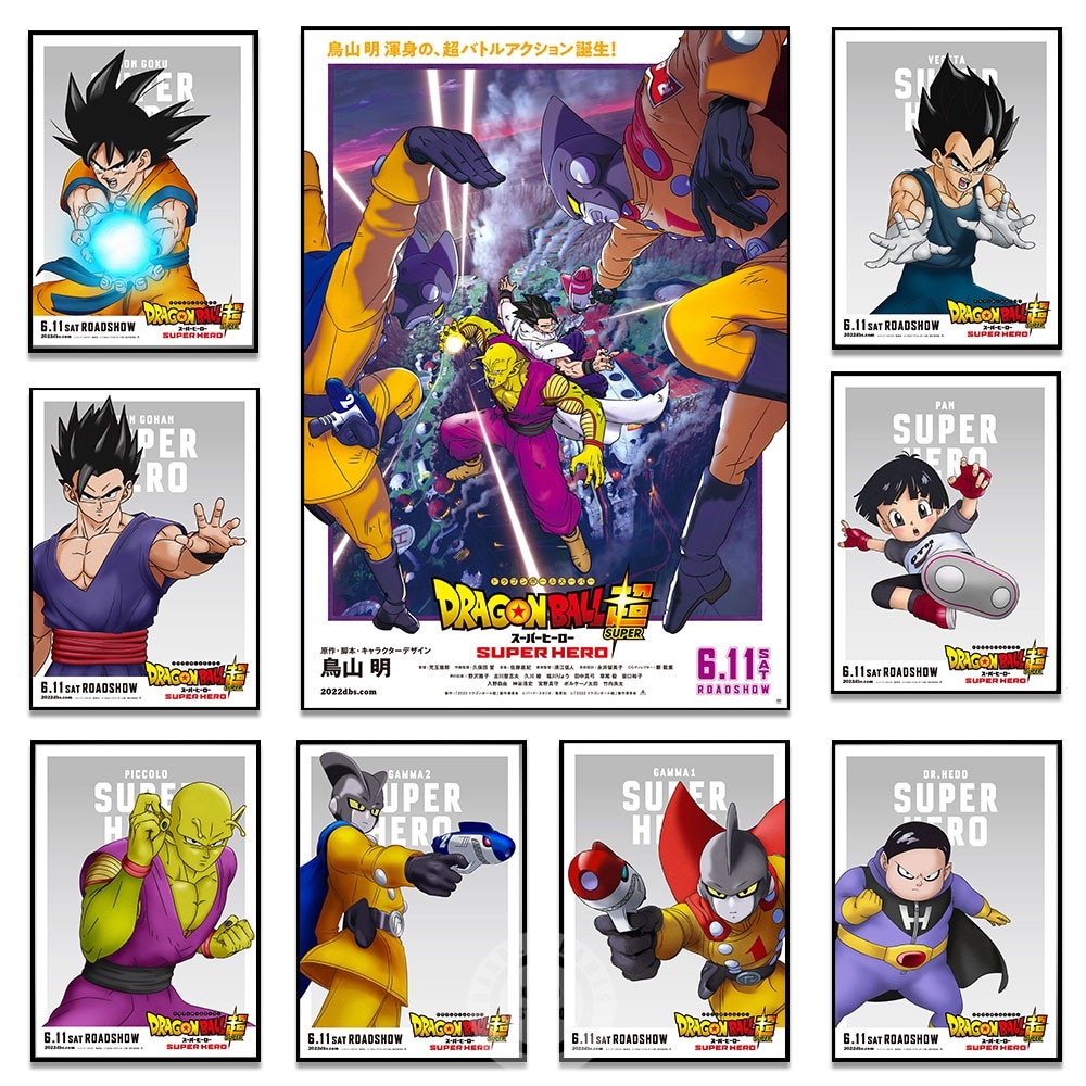 Dragon Ball Super: Super Hero Poster 2022 Japanese Anime Movies Prints Wall Art Canvas Painting Picture Room Home Decoration