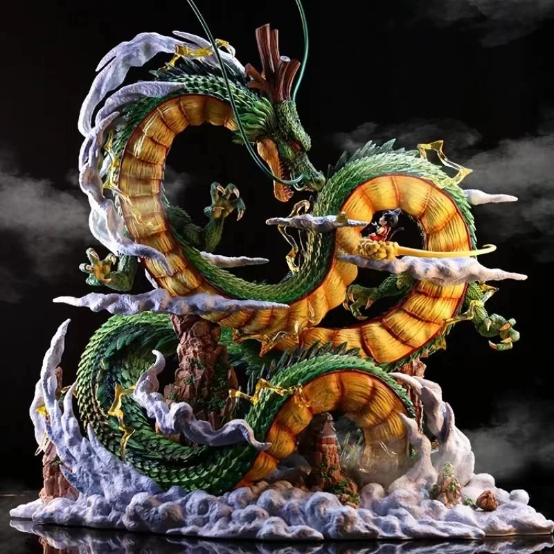 kf Sa77e7c9b5c1e4d3198c35a1169c26b72C 24cm Dragon Ball Anime Figure Shenron Figure Goku And Shenron Figurine Model Pvc Statue Doll Collection - Dragon Ball Store